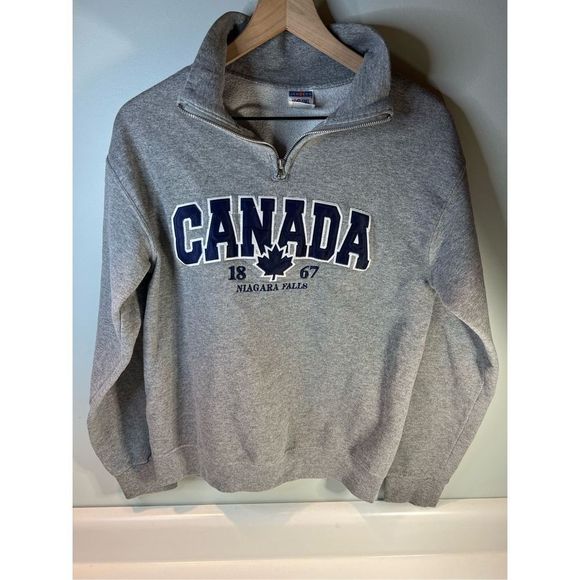 Jerzees Jackets & Blazers - JERZEES Canada Quarter Zip Jacket Stitched Lettering Small Vintage